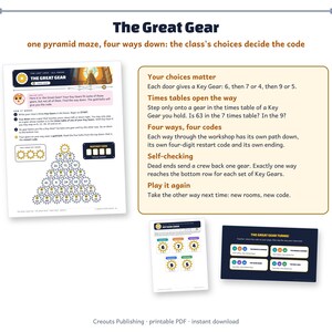 Math Escape Room for Grades 3-4, Gear Jam, Choose-Your-Path Classroom Game image 7