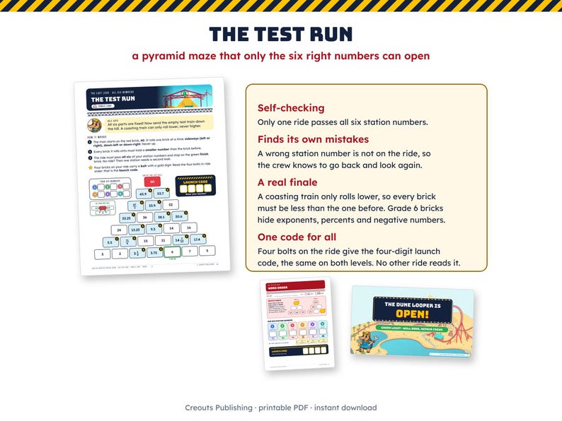 Math Escape Room for Grades 5-6, Roller Coaster Repair Crew, Printable Classroom Game image 7