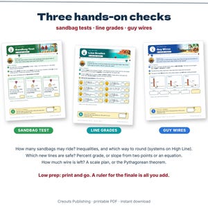 Math Escape Room for Grades 7-8, The Zip-Line Inspection, Printable Algebra Game image 6