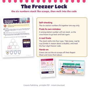 Math Escape Room for Grades 3-4, Ice Cream Truck Meltdown, Printable Classroom Game image 7