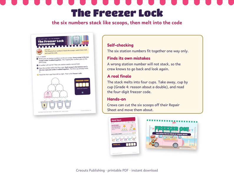 Math Escape Room for Grades 3-4, Ice Cream Truck Meltdown, Printable Classroom Game image 7