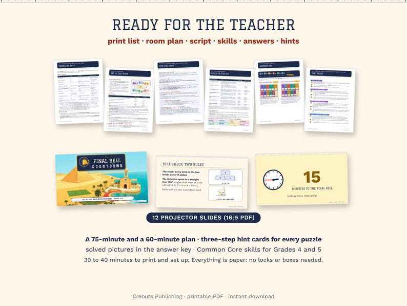 End of Year Math Escape Room Grades 4-5, The Final Bell Countdown, Printable image 8