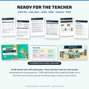 Coding Escape Room for Grades 3-5, Recycling Robot Reboot, Unplugged Printable Game image 8