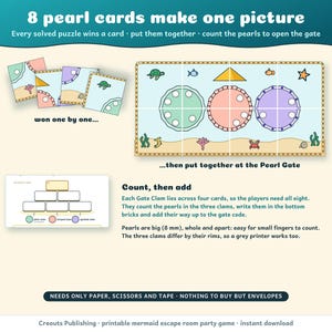 The 8 pearl cards make one picture: three Gate Clams full of pearls to count, which fill the bottom row of the Pearl Gate pyramid