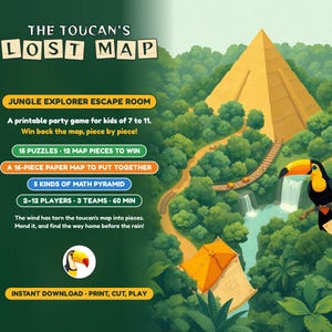 Jungle Explorer Escape Room for Kids 7-11, The Toucan's Lost Map, Printable Party Game