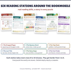 Reading Escape Room for Grades 2-3, The Bookmobile Mix-Up, Printable ELA Game imagen 3