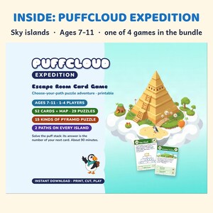 Printable Escape Room Bundle for Kids 6-12, Birthday Party Games, Space, Dinosaur, Jungle, Sky image 5
