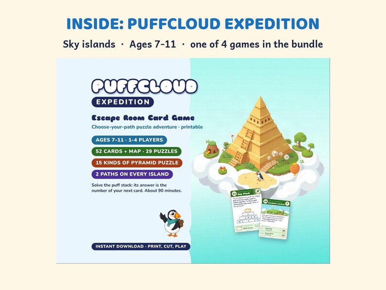 Printable Escape Room Bundle for Kids 6-12, Birthday Party Games, Space, Dinosaur, Jungle, Sky image 5