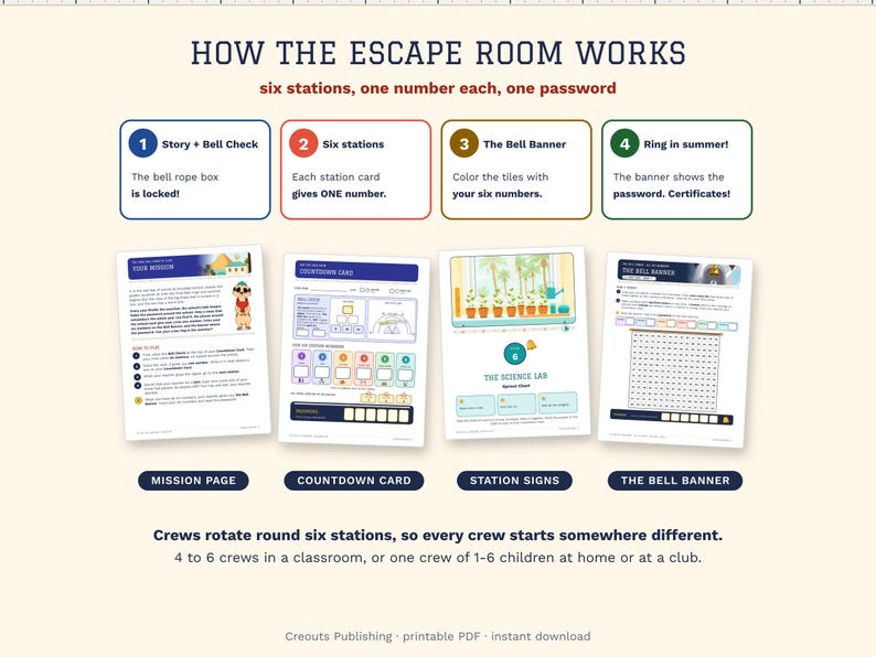 End of Year Math Escape Room Grades 4-5, The Final Bell Countdown, Printable image 2