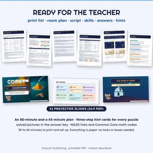 Solar System Escape Room for Grades 4-6, Comet Watch Countdown, Printable Science Game image 8