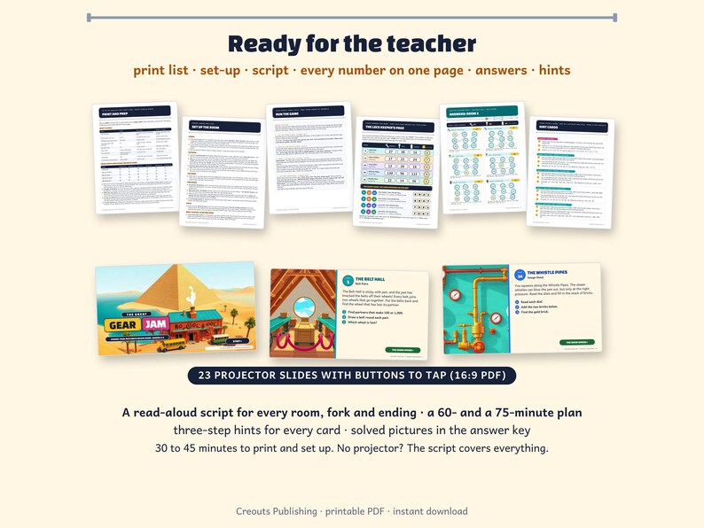 Math Escape Room for Grades 3-4, Gear Jam, Choose-Your-Path Classroom Game image 8
