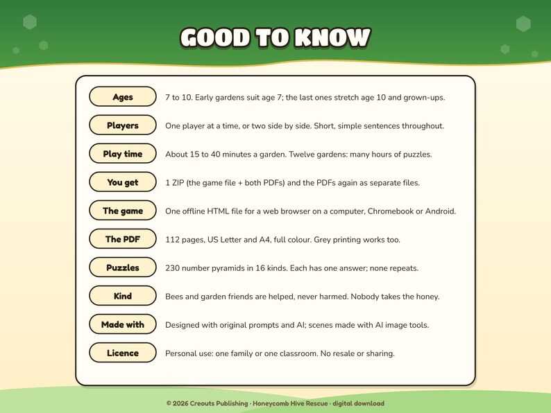 Math Escape Room Game for Kids 7-10, Honeycomb Hive Rescue, Browser + Printable PDF image 10