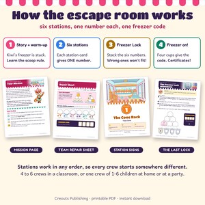 Math Escape Room for Grades 3-4, Ice Cream Truck Meltdown, Printable Classroom Game image 2