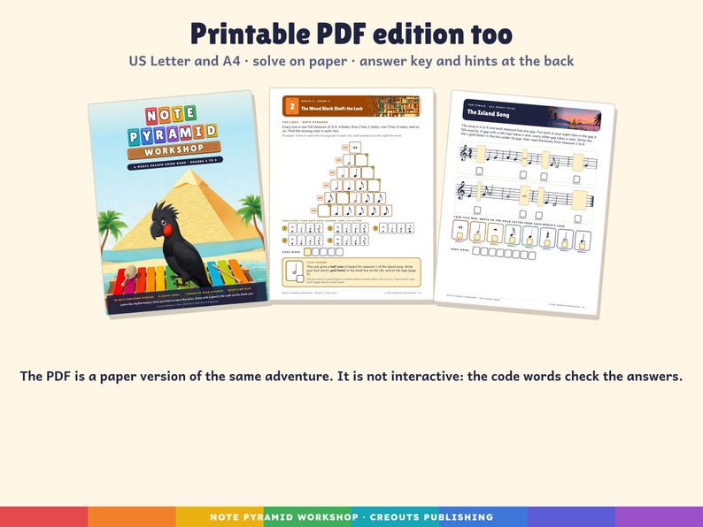 Music Escape Room Game Grades 3-5, Note Pyramid Workshop, Self-Checking Browser + PDF imagen 7