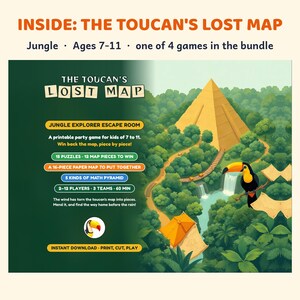 Printable Escape Room Bundle for Kids 6-12, Birthday Party Games, Space, Dinosaur, Jungle, Sky image 4