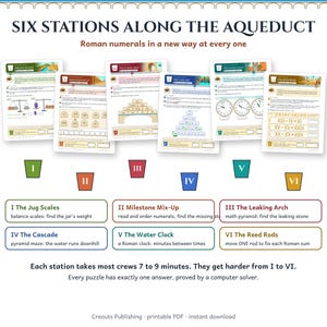 Roman Numerals Escape Room Grades 3-5, The Aqueduct Leak, Printable Math Game image 3