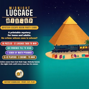 Mystery Escape Room Party Game for Teens and Adults, Midnight Luggage Mix-Up, No Crime