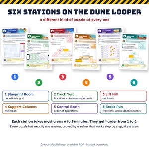 Math Escape Room for Grades 5-6, Roller Coaster Repair Crew, Printable Classroom Game image 3