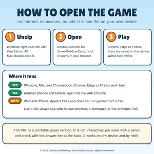 Snow Owl Ice Camp, Math Escape Room for Kids 8-12, Browser Game + Printable PDF image 9