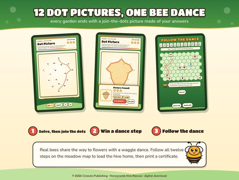 Math Escape Room Game for Kids 7-10, Honeycomb Hive Rescue, Browser + Printable PDF image 7