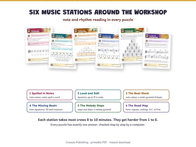 Escape Room Game for Grades 3-5, The Mixed-Up Music Box, Printable Note Reading Activity image 4