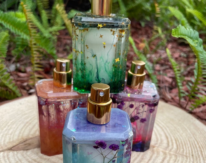 Handmade fragrances with resin spray bottles made to order. Get your own original perfume bottle with a unique handcrafted scent.