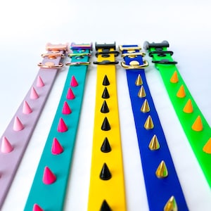 Spike studded BioThane® dog collar 40 colours image 1