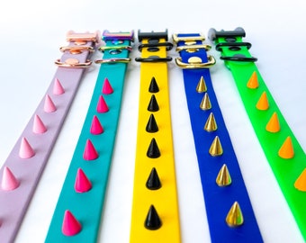 Spike studded BioThane® dog collar 40+ colours