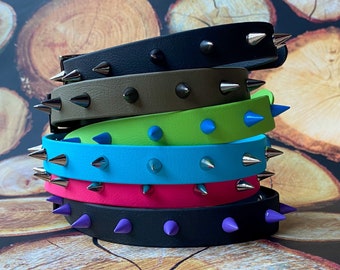 Spike studded BioThane® dog collar 40+ colours