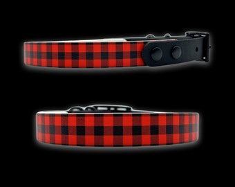 Red Buffalo Plaid BioThane® dog collar