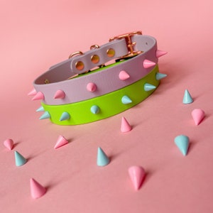 Spike studded BioThane® dog collar 40 colours image 8