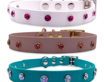 Crystal set BioThane® dog collar 40+ colours