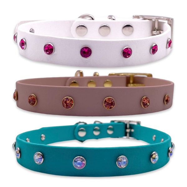 Crystal set BioThane® dog collar 40+ colours