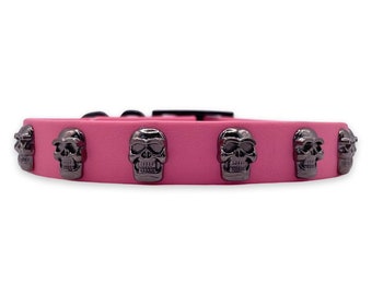 Skull BioThane® dog collar 40+ colour choices