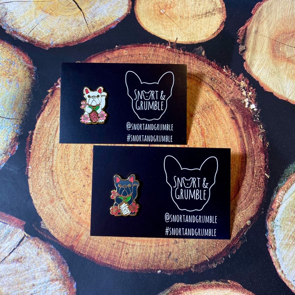 Lucky Frenchie Maneki Neko French Bulldog Pin Badge