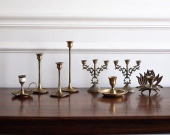 Vintage Brass Candlestick Holders | Wedding Table Setting Home Decor | Purchase Individually