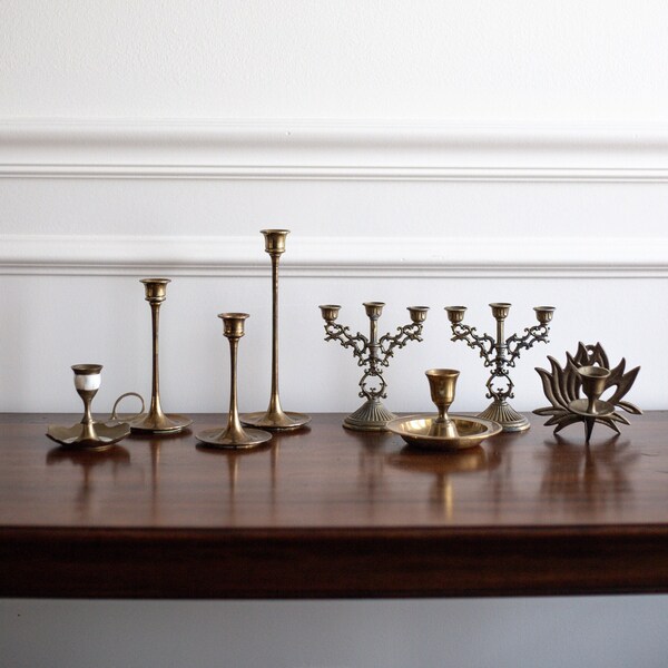 Vintage Brass Candlestick Holders | Wedding Table Setting Home Decor | Purchase Individually