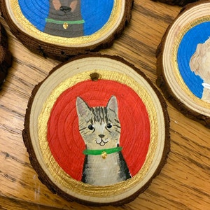 Custom Pet Portrait Wooden Christmas Ornament Hand Painted Dog or Cat image 9