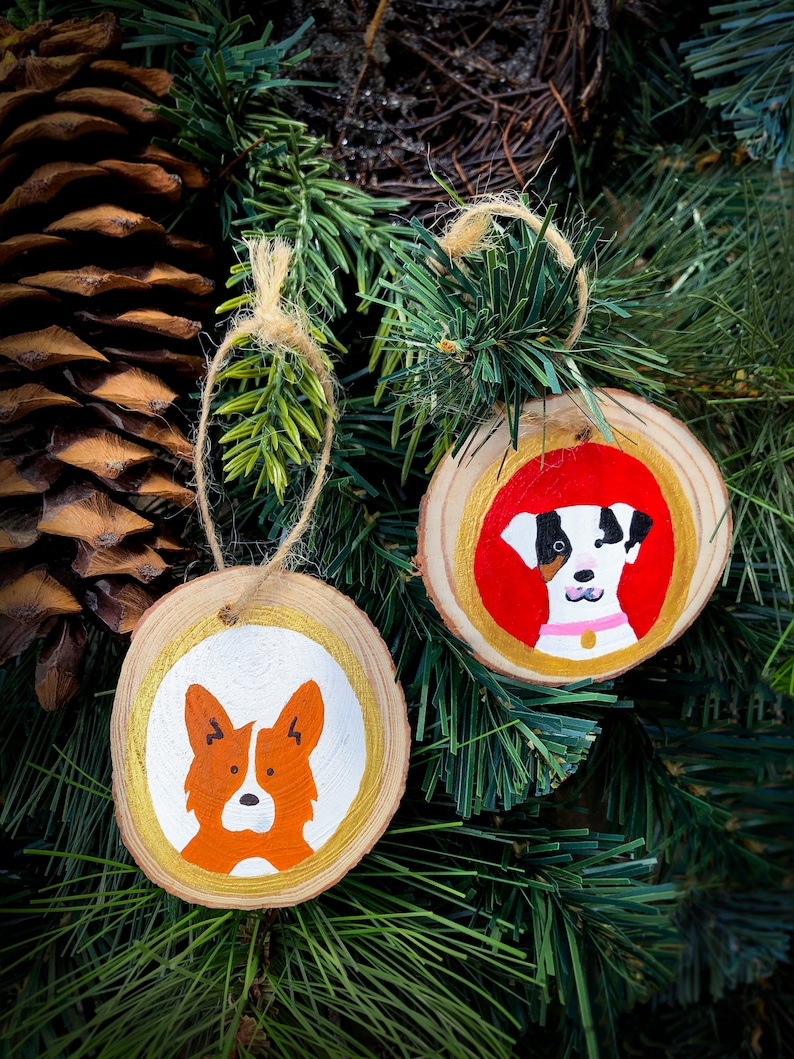 Custom Pet Portrait Wooden Christmas Ornament Hand Painted Dog or Cat image 5