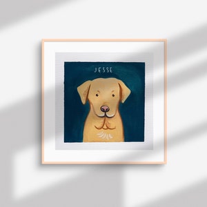 Hand Painted Custom Pet Portrait: Gouache Dog or Cat Memorial (8x8)