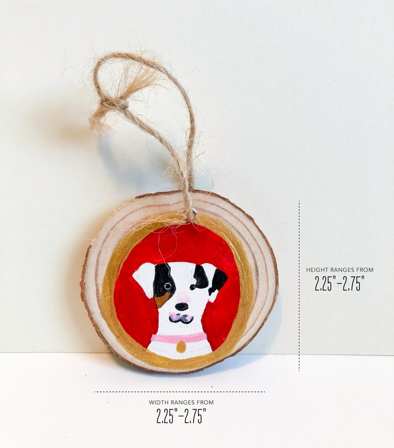 Custom Pet Portrait Wooden Christmas Ornament Hand Painted Dog or Cat image 6