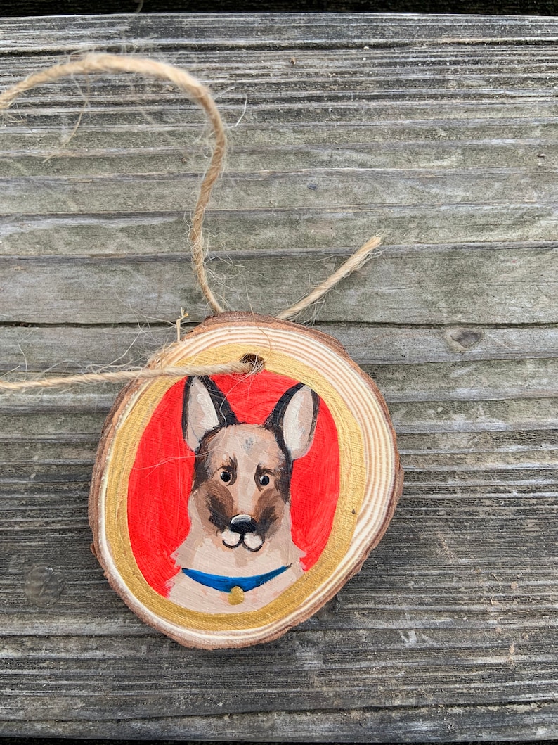 Custom Pet Portrait Wooden Christmas Ornament Hand Painted Dog or Cat image 4