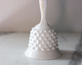 1960s Vintage Fenton Hobnail Milk Glass 5.5" Bell - White Milk Glass, Glass Art, Antique Milk Glass, Fenton Home Decor, Cottagecore Decor