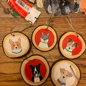 Custom Pet Portrait Wooden Christmas Ornament Hand Painted Dog or Cat image 10