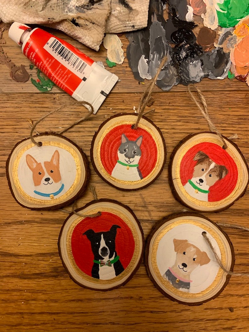Custom Pet Portrait Wooden Christmas Ornament Hand Painted Dog or Cat image 10