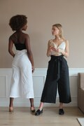 Black Linen Trousers for Women, cropped linen pants, linen culottes, linen harem pants, high waist pants, sustainable clothing, slow fashion product logo