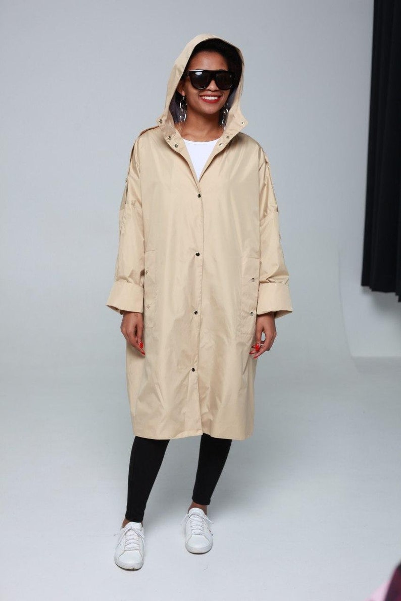 Light Beige Womens Cloak with HoodFashion Raincoats With The Etsy