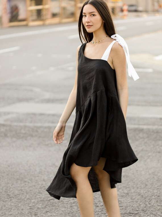 Asymmetrical top linen dress