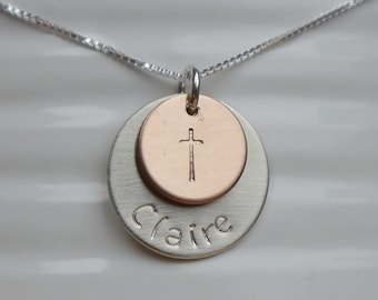 Layered rose gold and sterling necklace