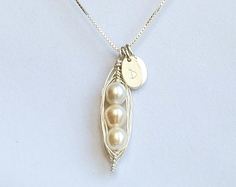 Wire-wrapped pea pod necklace